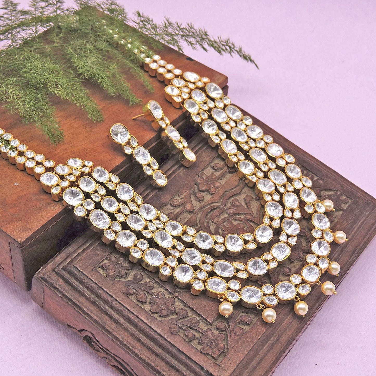 Nur Jahan Long Necklace Polki Set