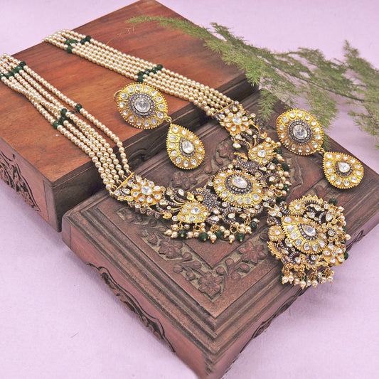 Amina Begum Long Necklace Polki Set