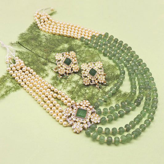 Mirabai Long Necklace Polki Set